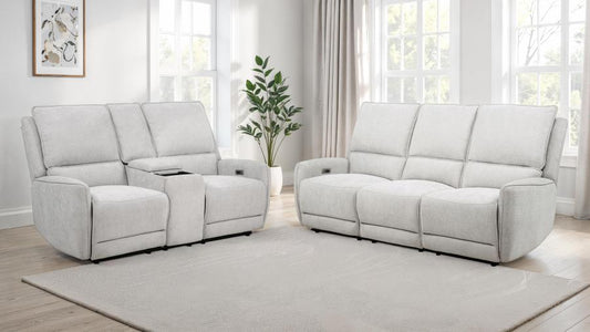 Sylmar 2-Piece Chenille Power Reclining Sofa Set Dove Grey