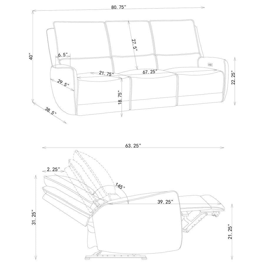 Sylmar 2-Piece Chenille Power Reclining Sofa Set Dove Grey