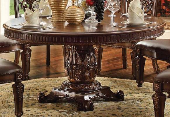 Acme Vendome Single Pedestal Round Dining Table with 60"D Table Top in Cherry 62015 - ATL FURNITURE