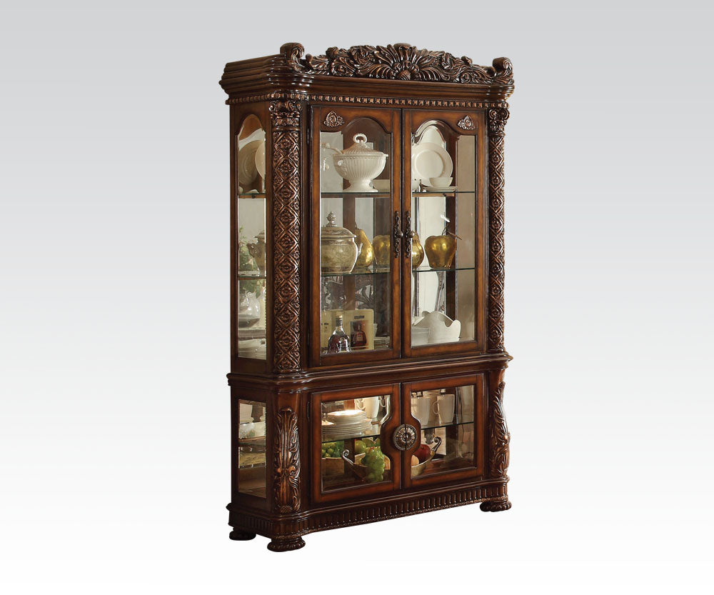 Acme Vendome Curio Cabinet with Mirror Back in Cherry 62023 - ATL FURNITURE