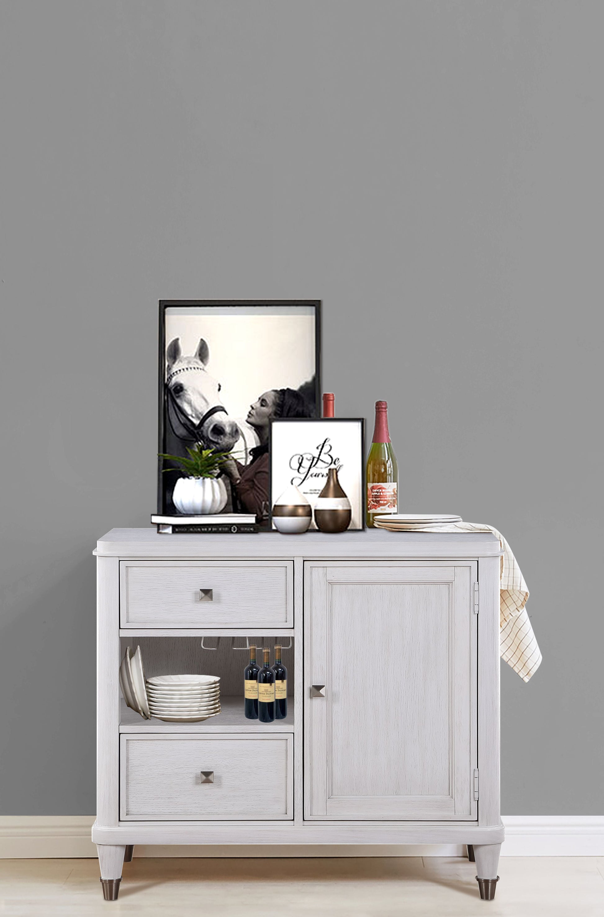 Celestia Off White Wine Cabinet - ATL FURNITURE