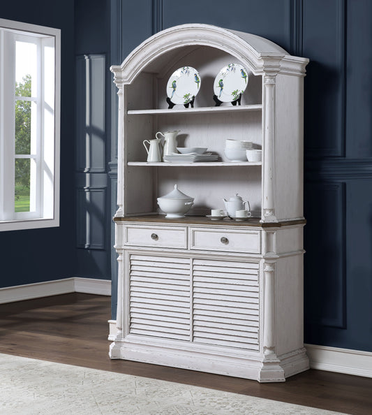 York Shire Dark Charcoal & Antique White Hutch & Buffet - ATL FURNITURE