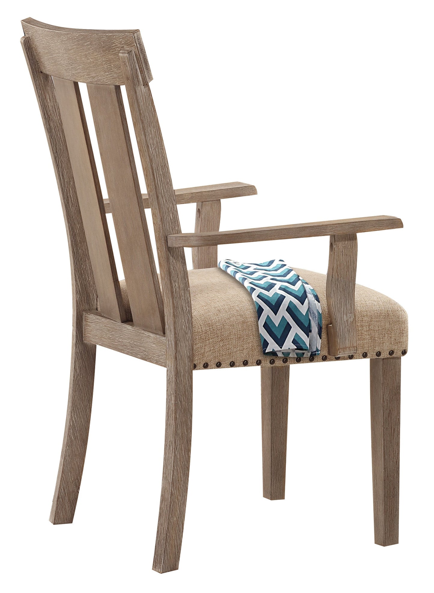 Nathaniel Fabric & Maple Arm Chair , Slatted Back - ATL FURNITURE