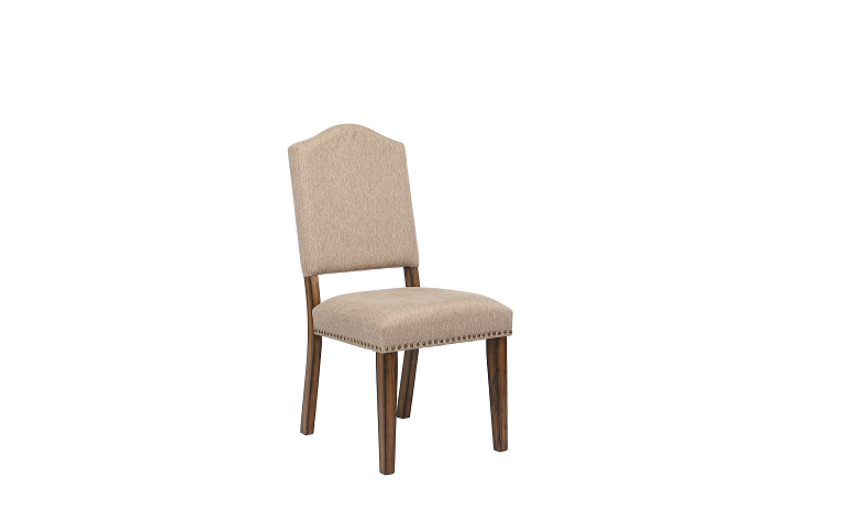 Maurice Khaki Linen & Antique Oak Side Chair - ATL FURNITURE