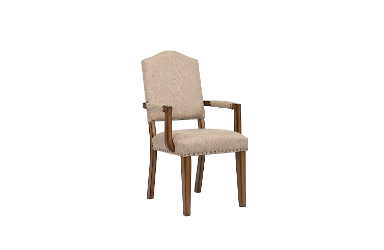 Maurice Khaki Linen & Antique Oak Arm Chair - ATL FURNITURE