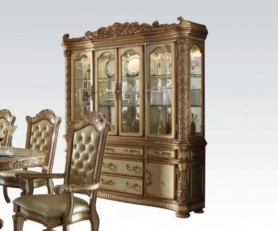 Acme Vendome Buffet and Hutch in Gold Patina 63005 - ATL FURNITURE