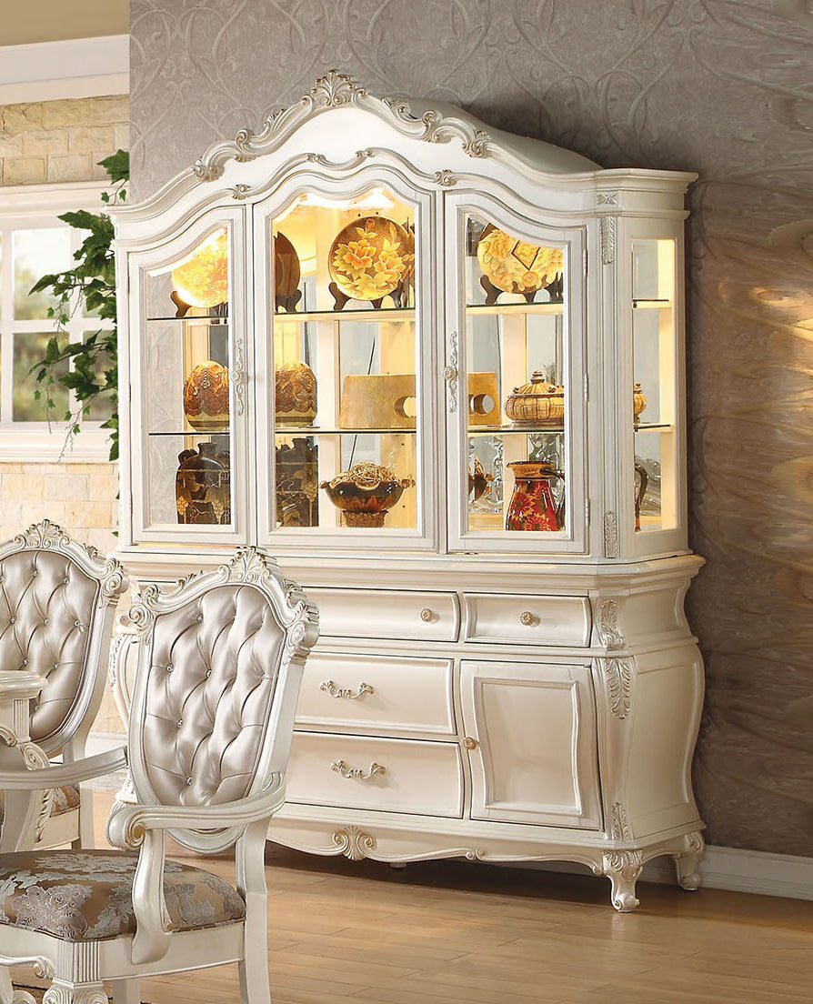 Acme Chantelle Buffet and Hutch in Pearl White 63544 - ATL FURNITURE