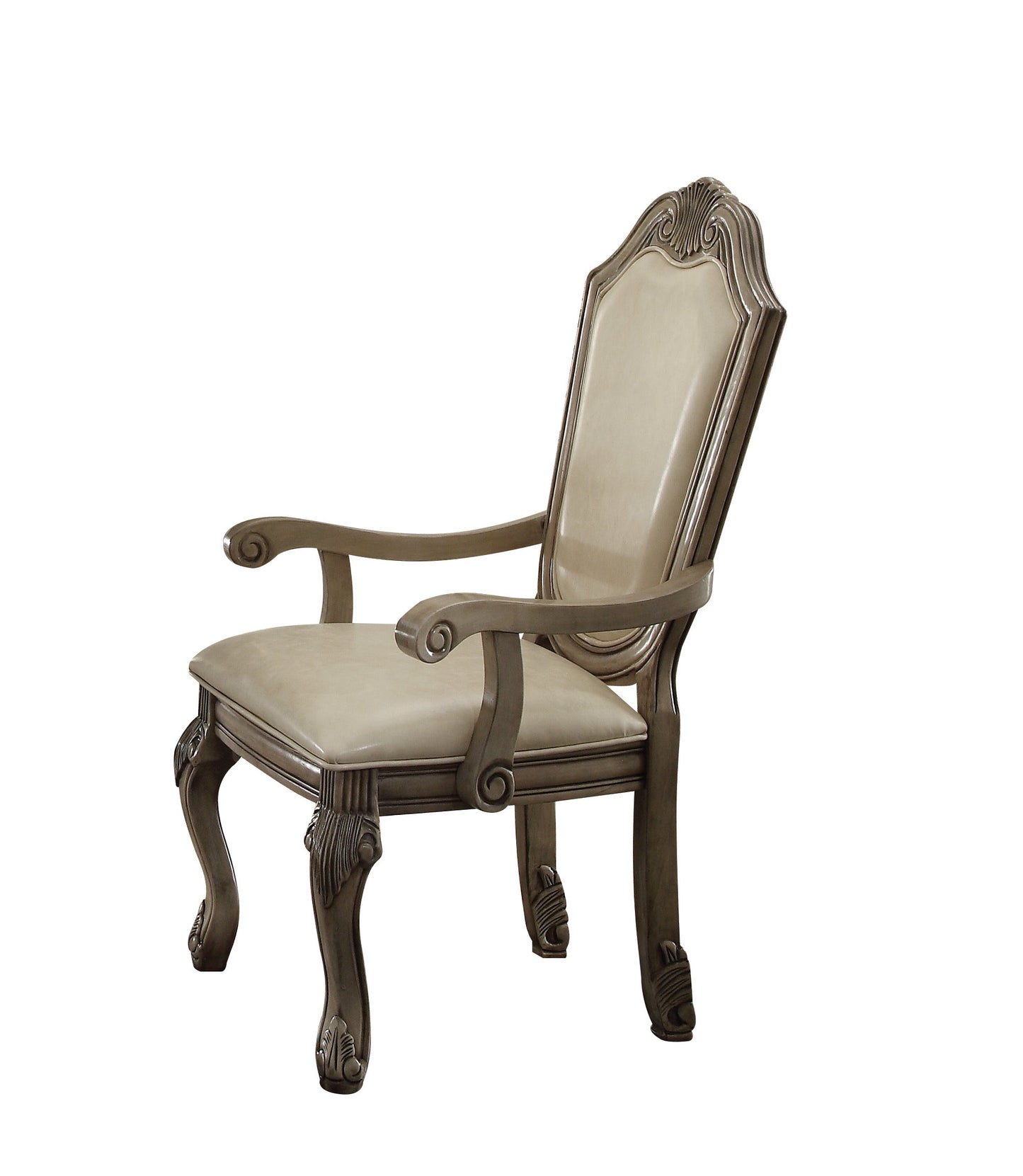 Chateau De Ville PU & Antique White Arm Chair - ATL FURNITURE