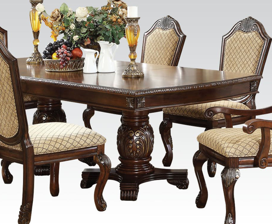 Acme Chateau de Ville Double Pedestal Dining Table in Espresso 64075 - ATL FURNITURE