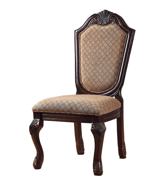 Chateau De Ville Fabric & Espresso Side Chair - ATL FURNITURE