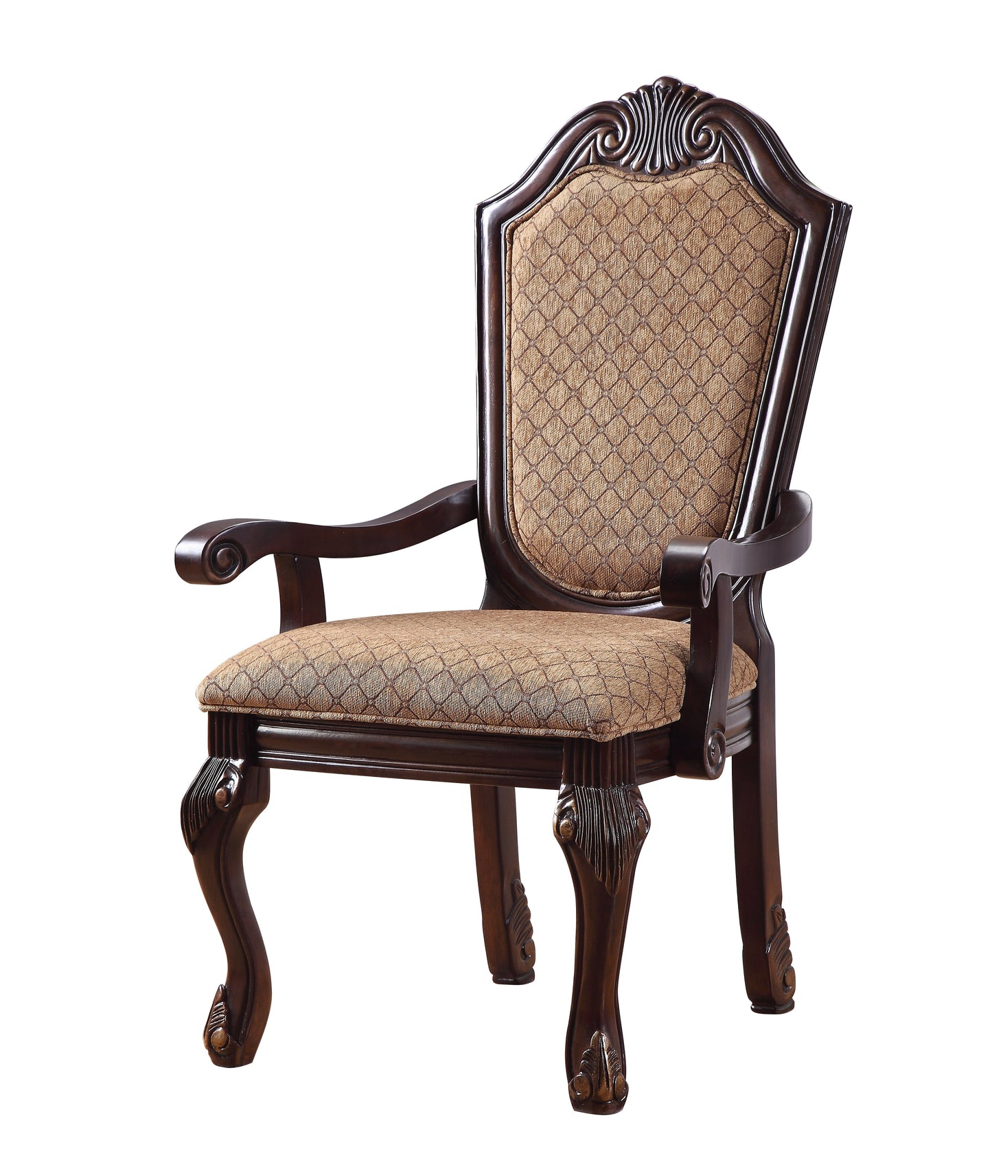 Chateau De Ville Fabric & Espresso Arm Chair - ATL FURNITURE