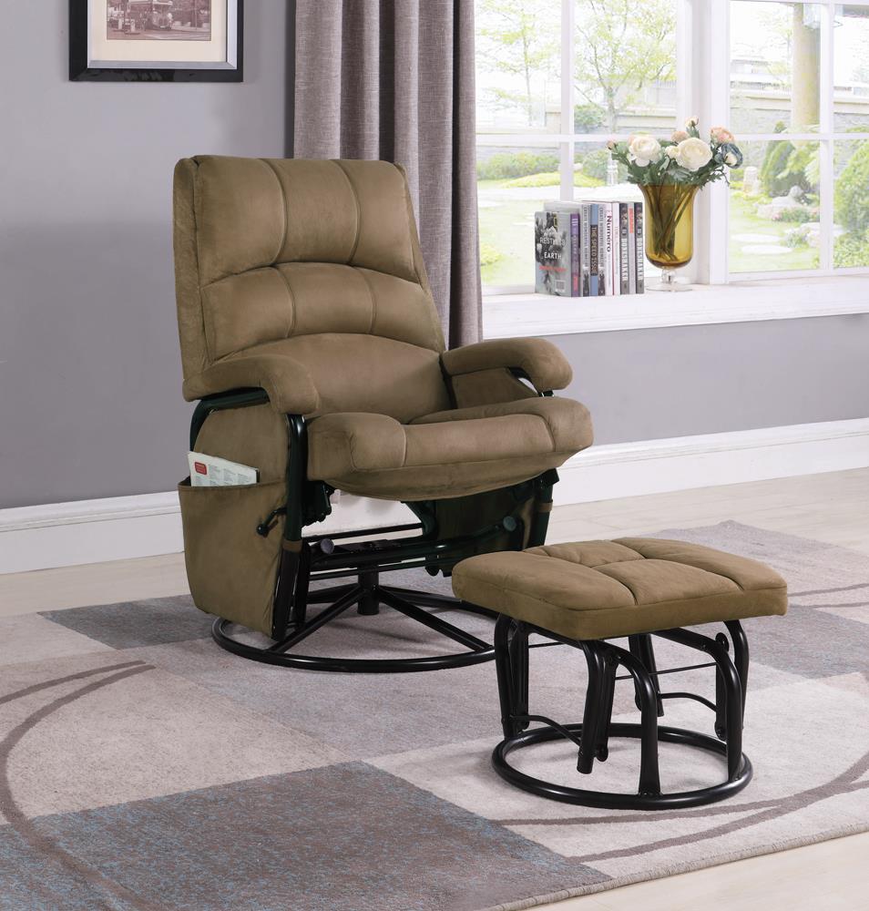 G650005 Casual Brown Reclining Glider with Matching Ottoman - ATL FURNITURE