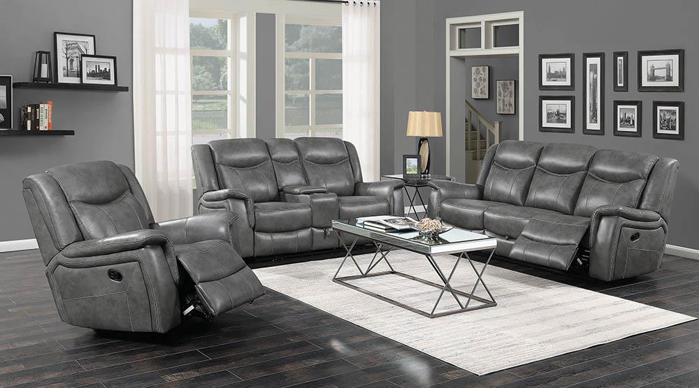 Conrad Transitional Grey Motion Sofa - ATL FURNITURE