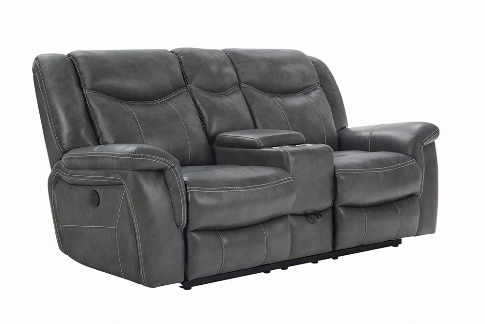 Conrad Transitional Grey Power Loveseat - ATL FURNITURE