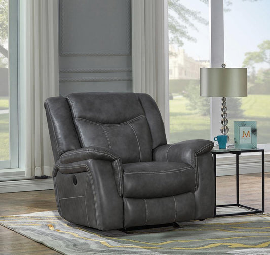 Conrad Transitional Grey Power Recliner - ATL FURNITURE