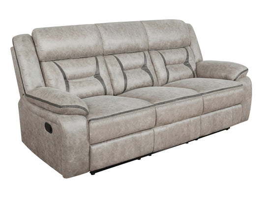 Greer Upholstered Motion Reclining Sofa Taupe