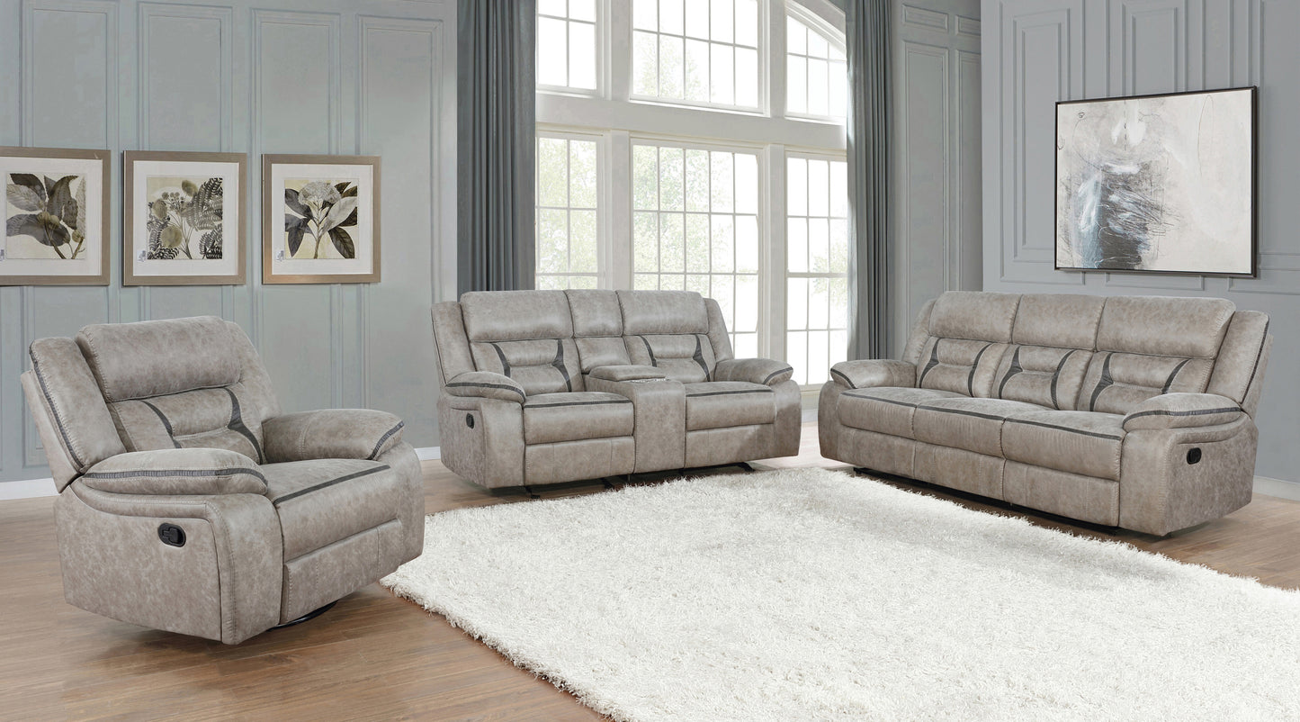 Greer 2-piece Upholstered Reclining Sofa Set Taupe