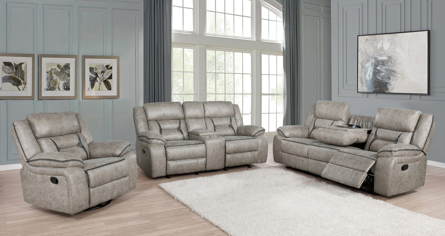 Greer 2-piece Upholstered Reclining Sofa Set Taupe