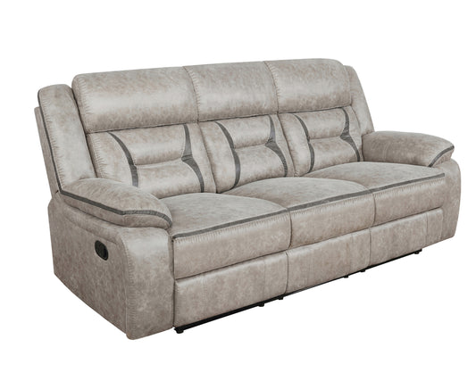 Greer 3-piece Upholstered Reclining Sofa Set Taupe