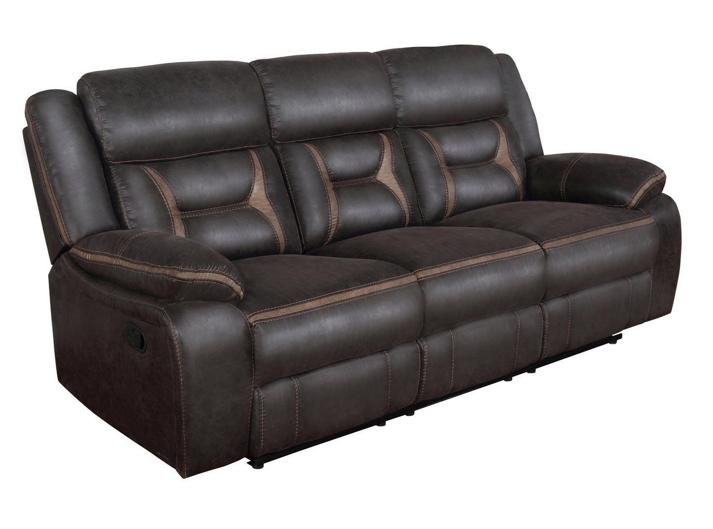 Greer Upholstered Motion Reclining Sofa Brown