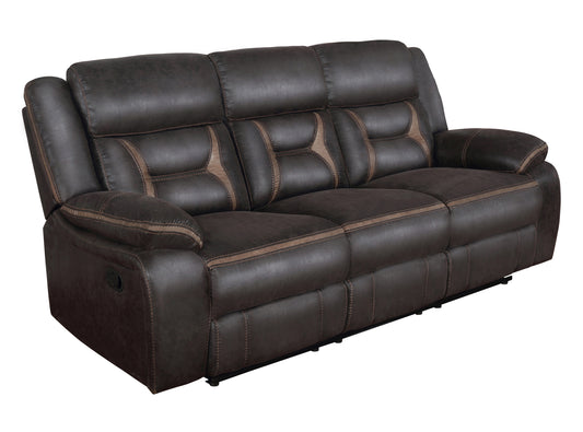 Greer 3-piece Upholstered Reclining Sofa Set Brown