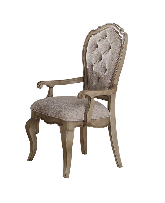 Chelmsford Beige Fabric & Antique Taupe Arm Chair - ATL FURNITURE