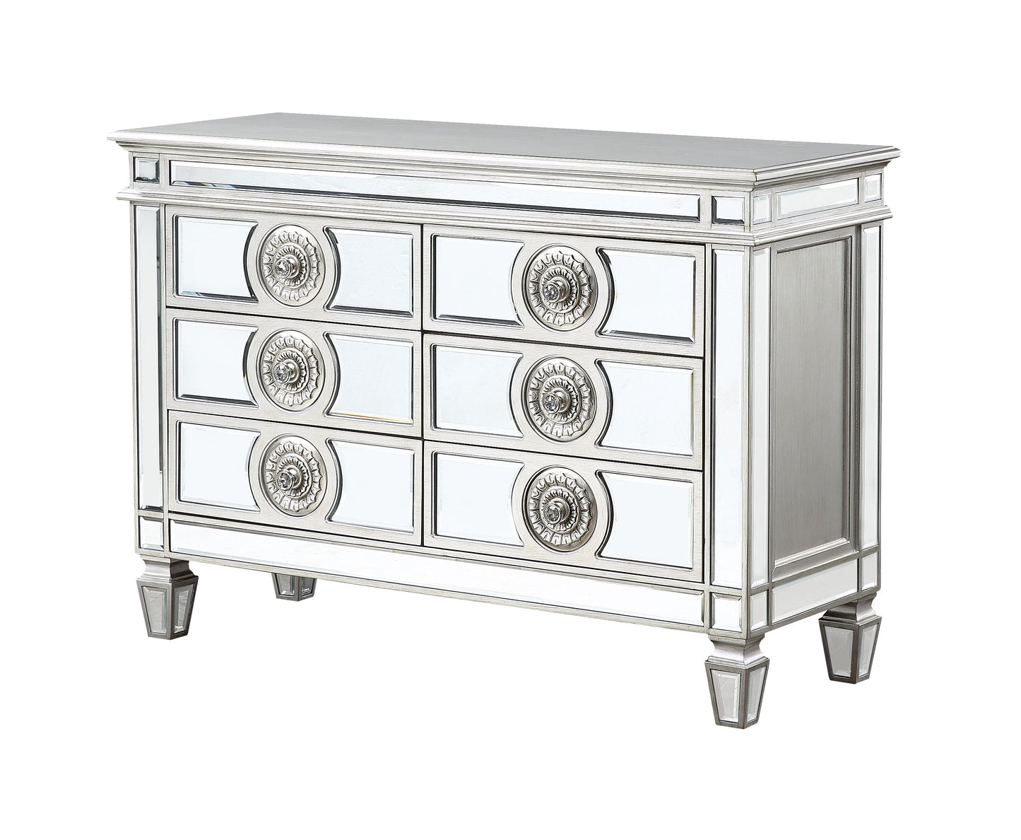 Varian Mirrored & Antique Platinum Server - ATL FURNITURE