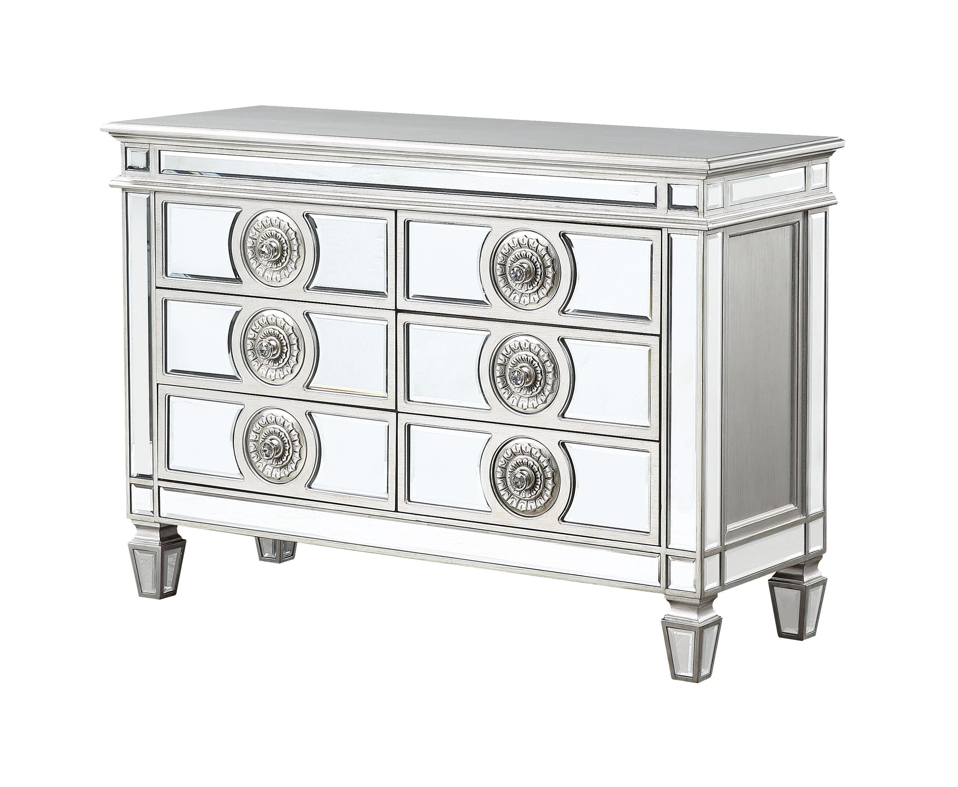 Varian Mirrored & Antique Platinum Server - ATL FURNITURE