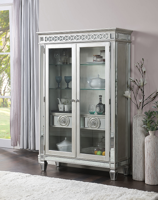 Varian Mirrored & Antique Platinum Curio - ATL FURNITURE