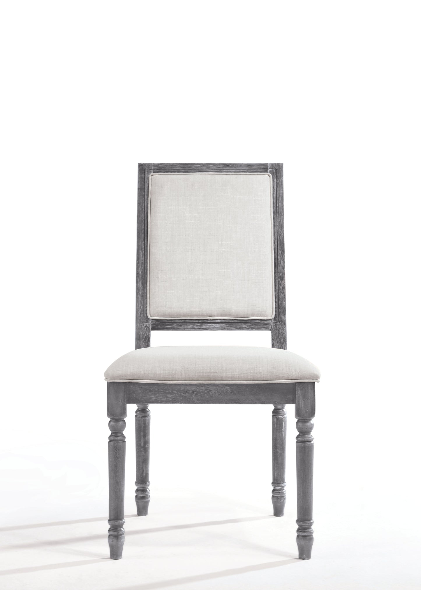 Leventis Cream Linen & Weathered Gray Side Chair - ATL FURNITURE