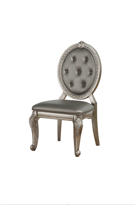 Northville PU & Antique Silver Side Chair - ATL FURNITURE