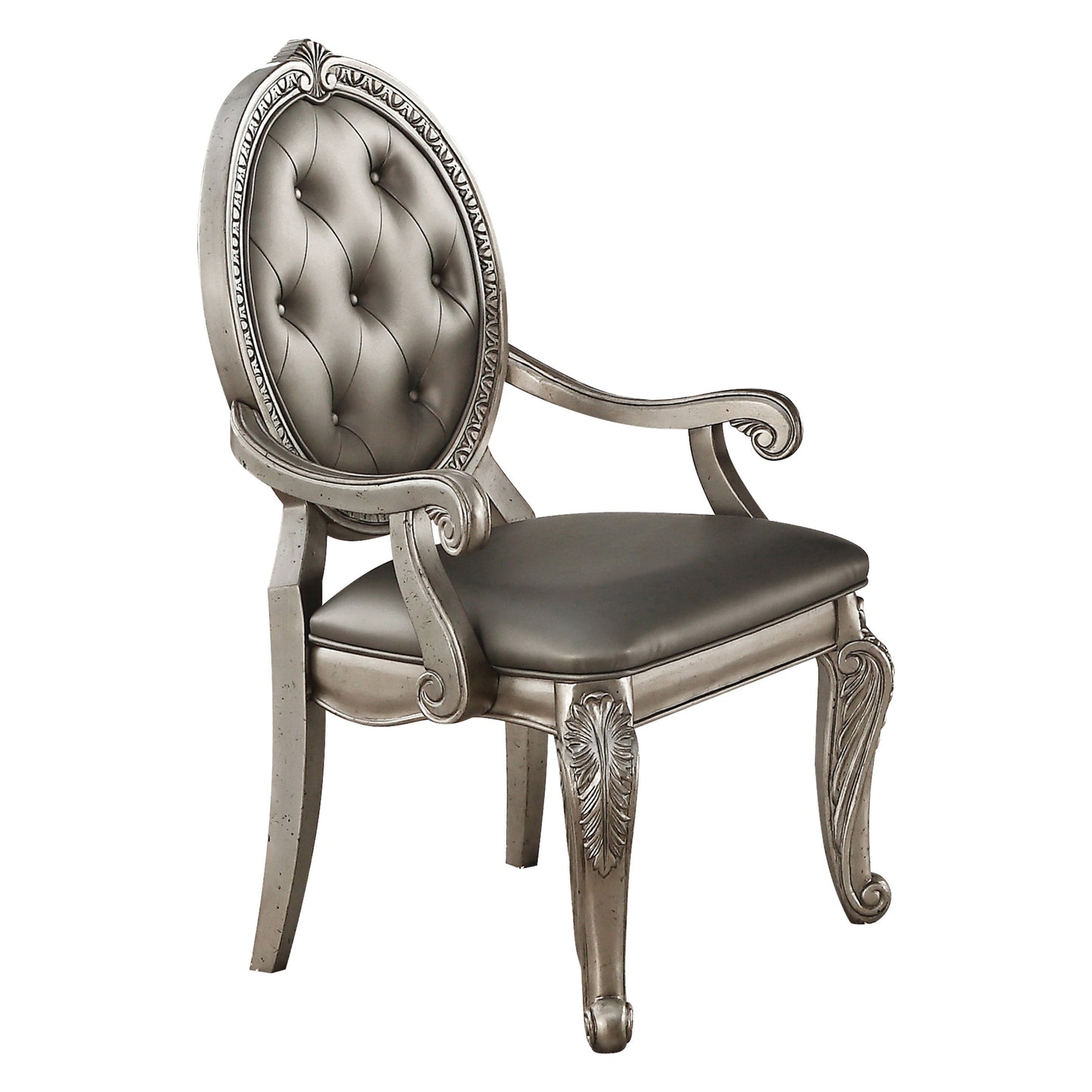 Northville PU & Antique Silver Arm Chair - ATL FURNITURE