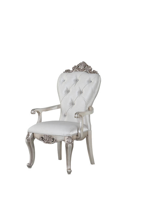 Gorsedd Cream Fabric & Antique White Arm Chair - ATL FURNITURE