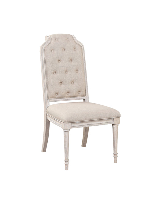 Wynsor Fabric & Antique Champagne Side Chair - ATL FURNITURE