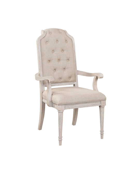 Wynsor Fabric & Antique Champagne Arm Chair - ATL FURNITURE