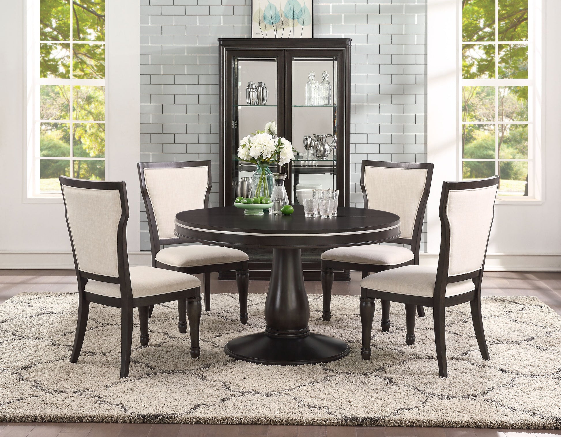 Lorenzo Espresso Dining Table (Pedestal) - ATL FURNITURE