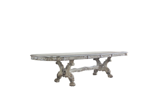 Dresden Vintage Bone White Dining Table (108"L) - ATL FURNITURE