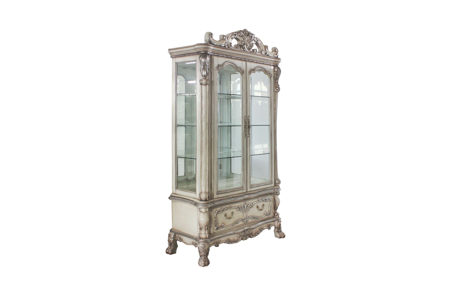 Dresden Vintage Bone White Curio Cabinet - ATL FURNITURE