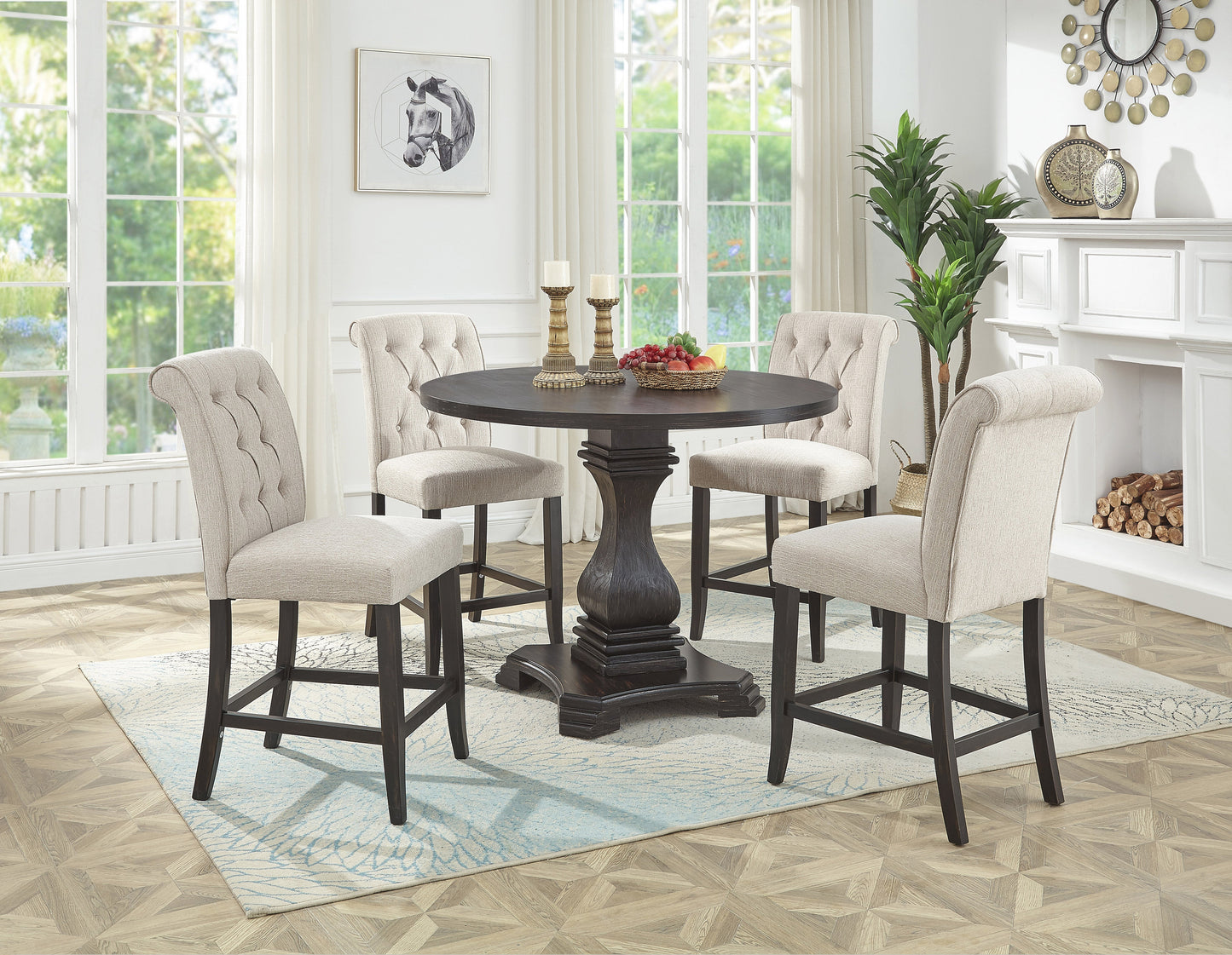 Round Design Counter Table and 4 Chairs - ATL FURNITURE