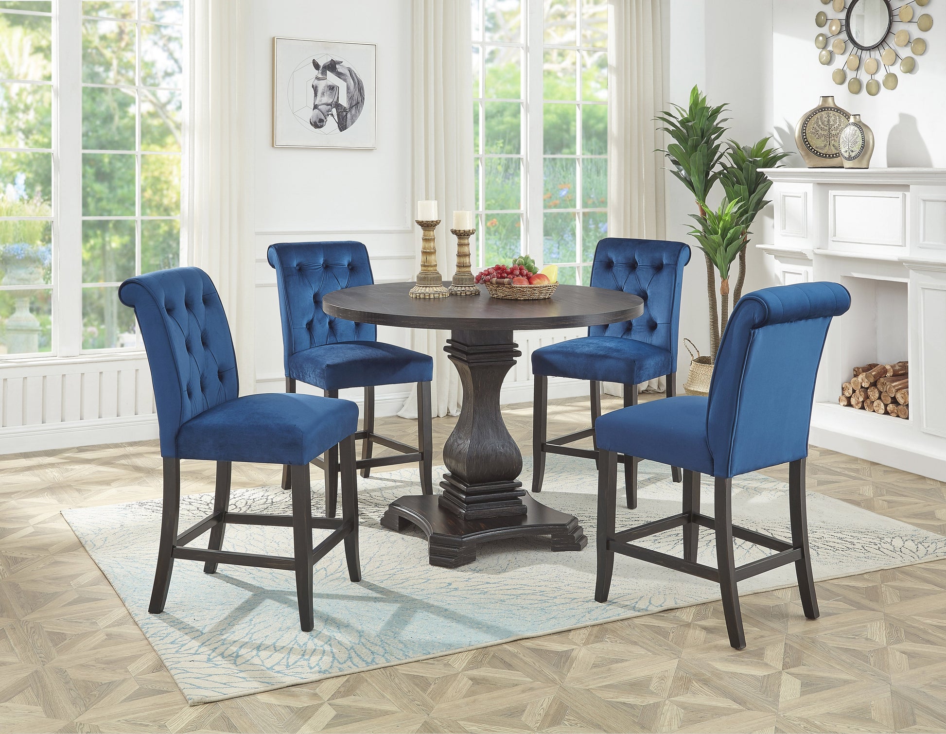 Round Design Counter Table and 4 Chairs - ATL FURNITURE