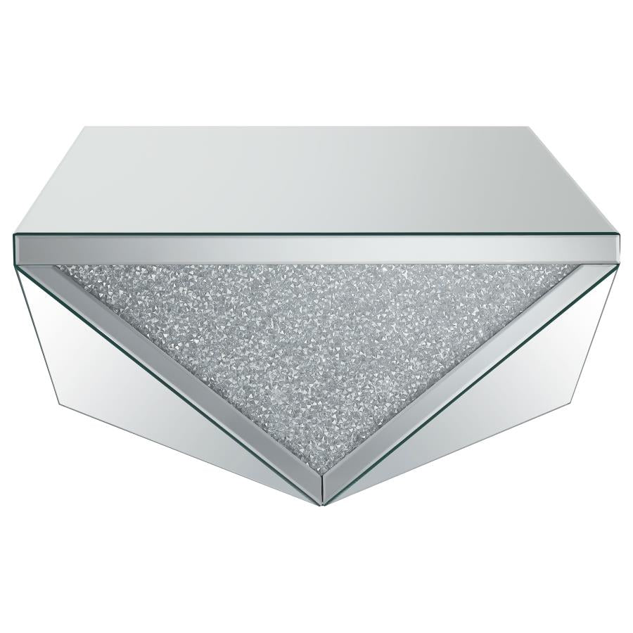 Amore Square Mirrored Acrylic Crystal Coffee Table Silver