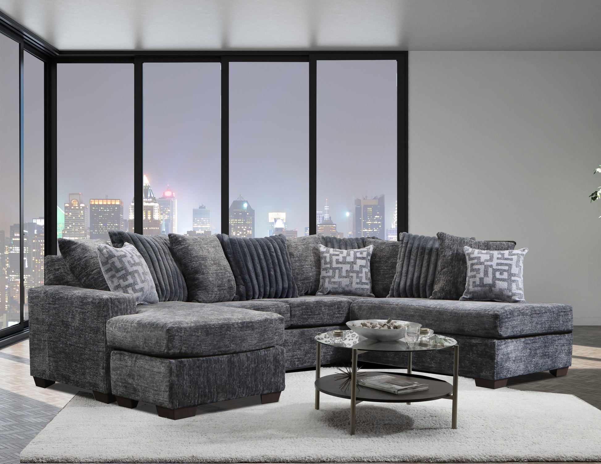 Galactic Charcoal Sectional - ATL FURNITURE