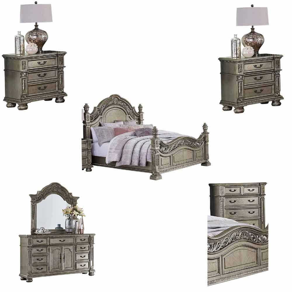 Homelegance - Catalonia 6 Piece Queen Bedroom Set In Platinum Gold - 1824Pg-1-6 - ATL FURNITURE