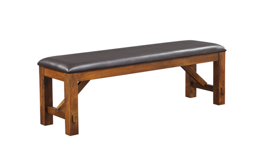 Apollo Espresso PU & Walnut Bench - ATL FURNITURE