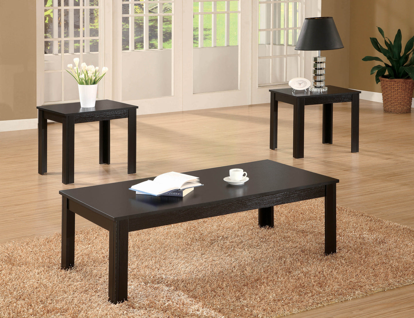 Elias 3-piece Engineered Wood Coffee Table Set Black