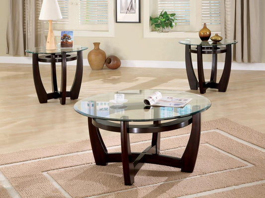 G700295 Contemporary Cappuccino Three-Piece Round Table Set - ATL FURNITURE