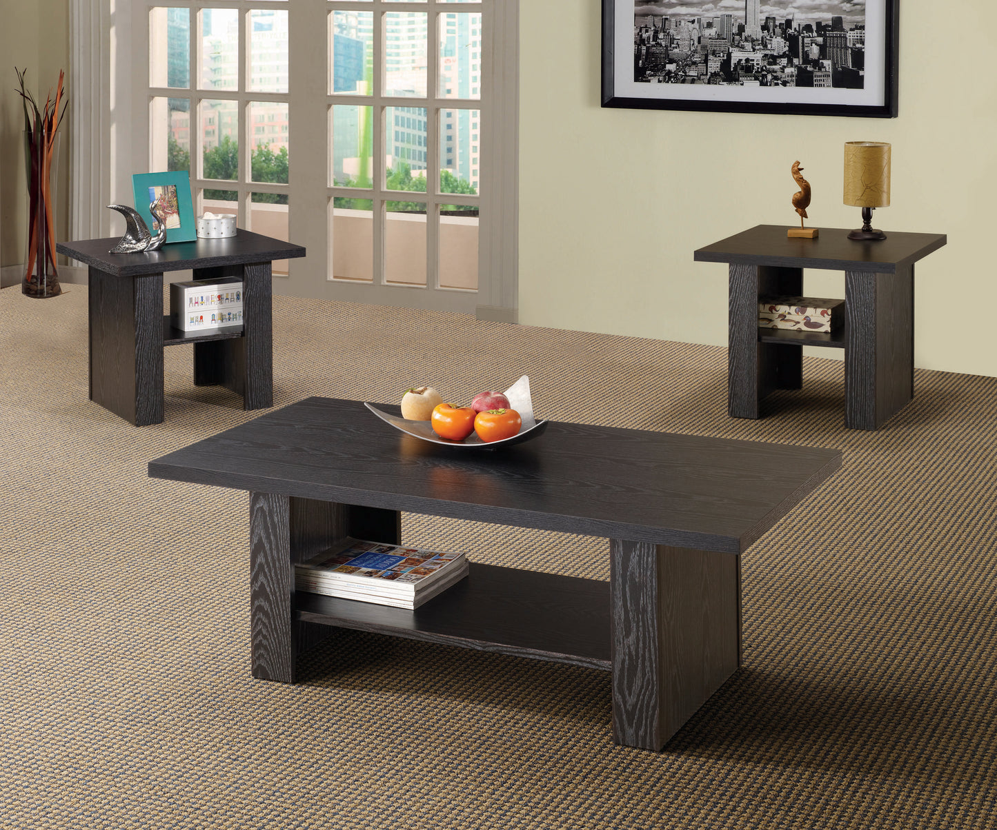 Rodez 3-piece Occasional Table Set Black Oak