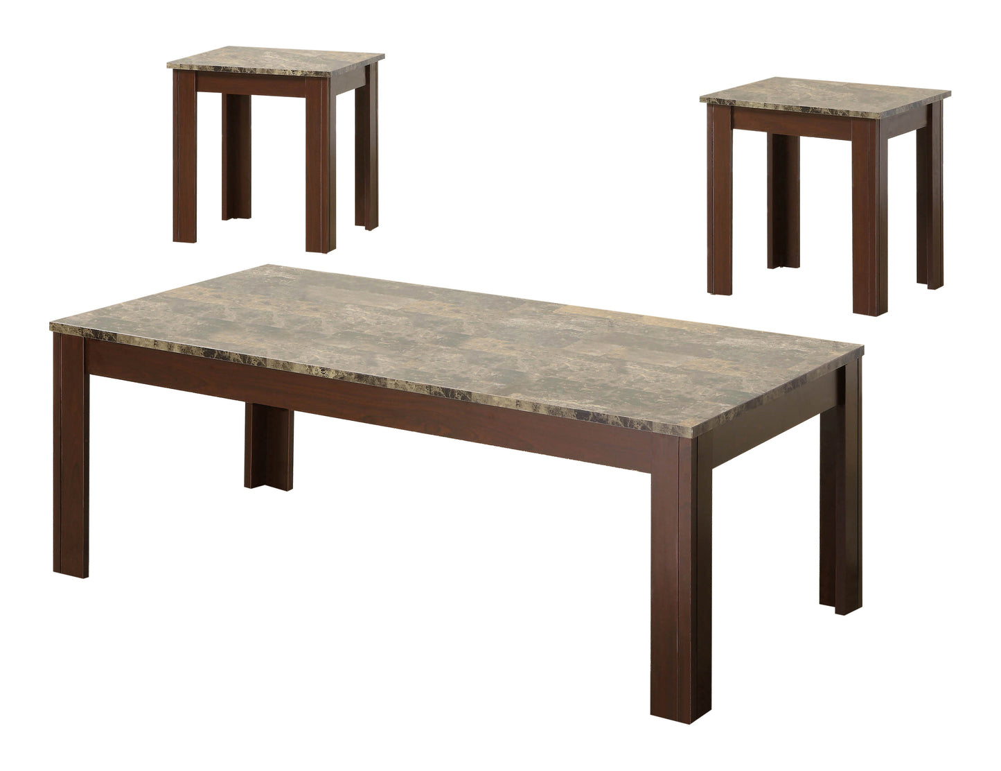 Rhodes 3-piece Faux Marble Top Coffee Table Set Brown