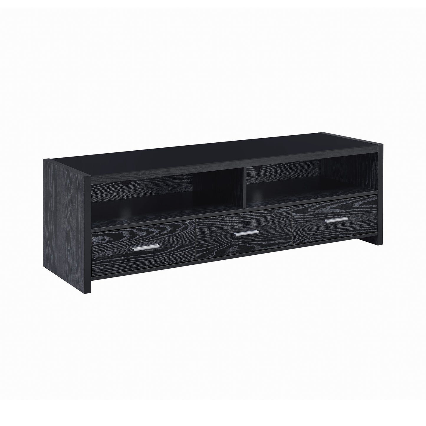 Alton 62" 3-drawer TV Console Black Oak