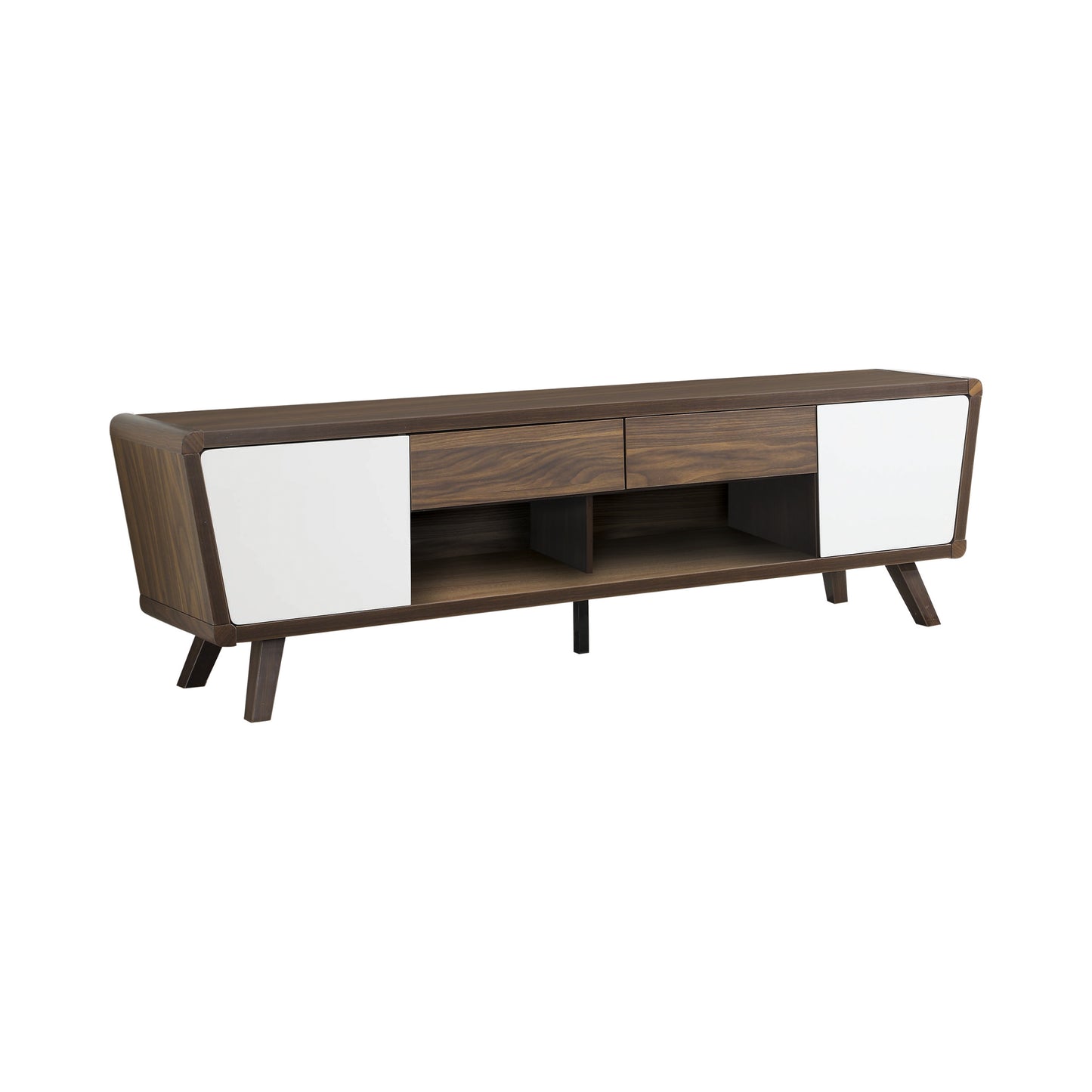 Alvin 2-door Engineered Wood 74" TV Stand Dark Walnut